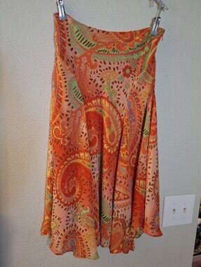 Bandolino Coral and Green Paisley Skirt